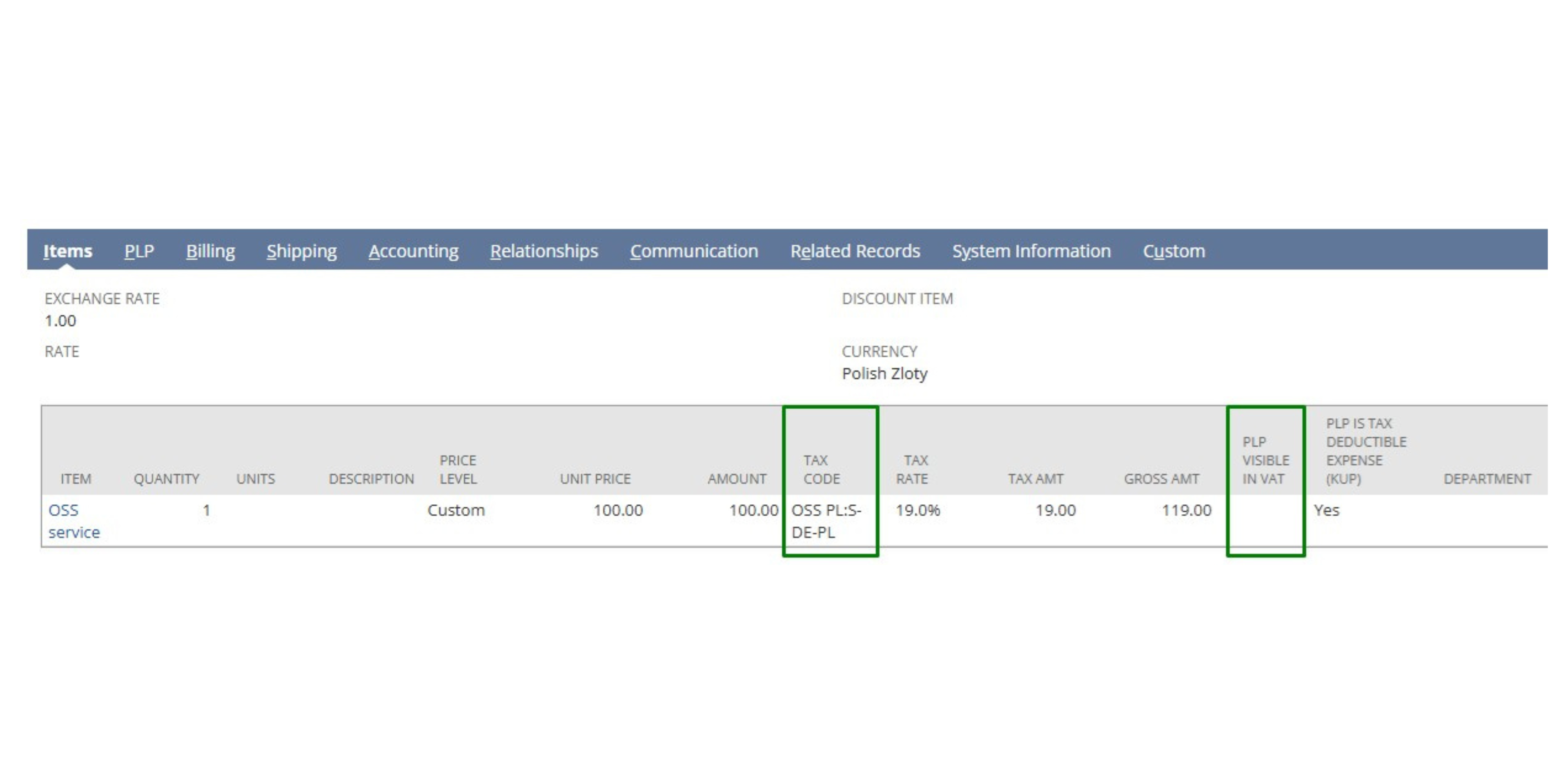 Oracle PLP Visible in VAT