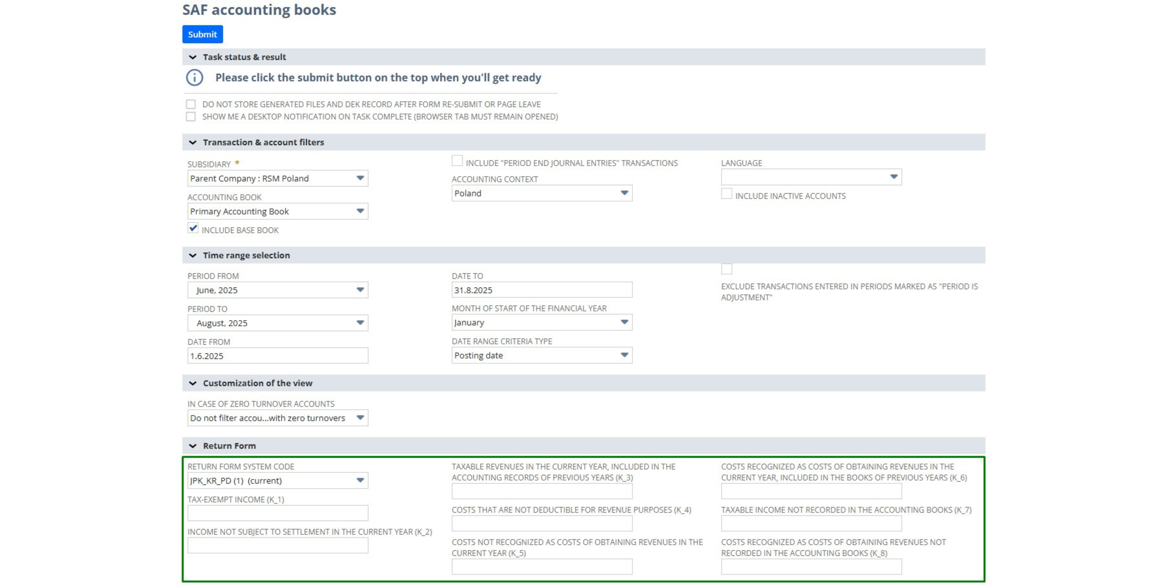 Screen z programu ERP Oracle NetSuite