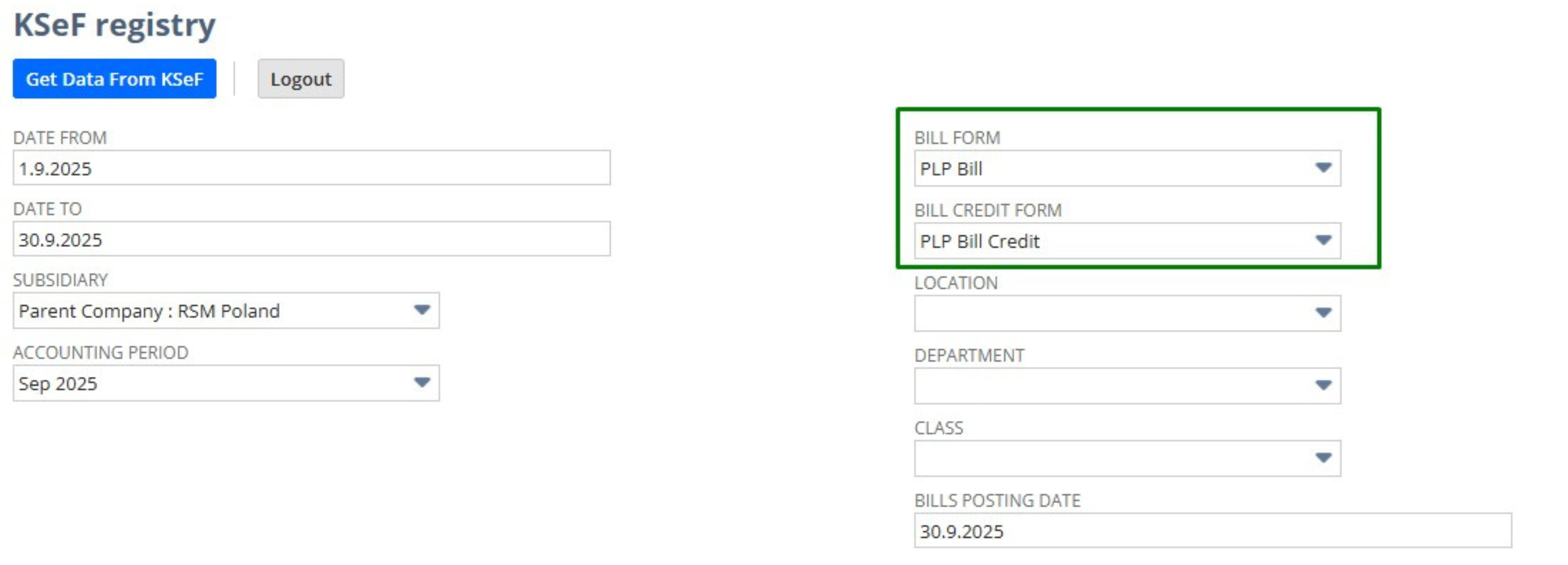 Screen z programu ERP Oracle NetSuite