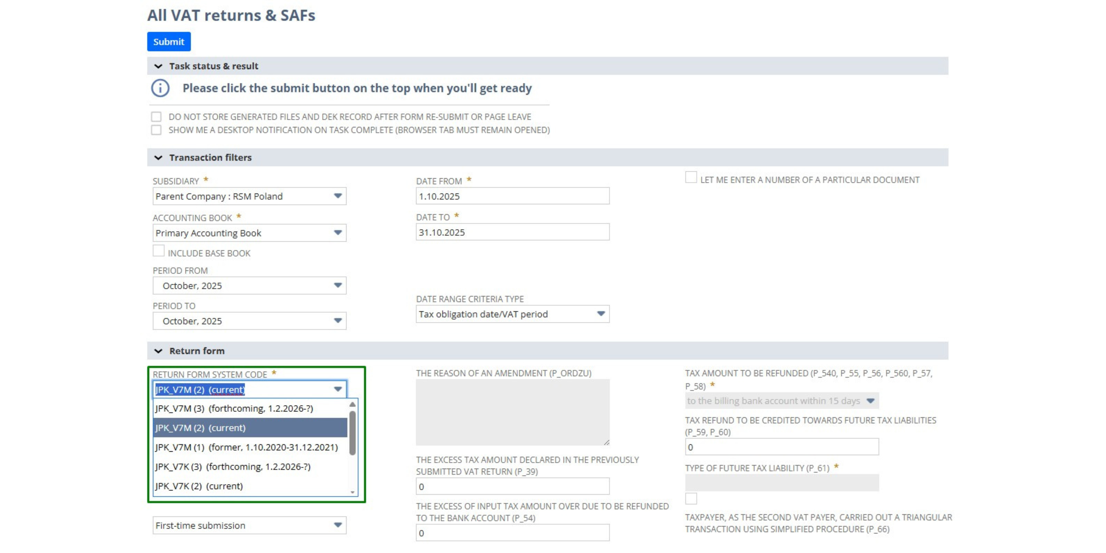 Screen z programu ERP Oracle NetSuite