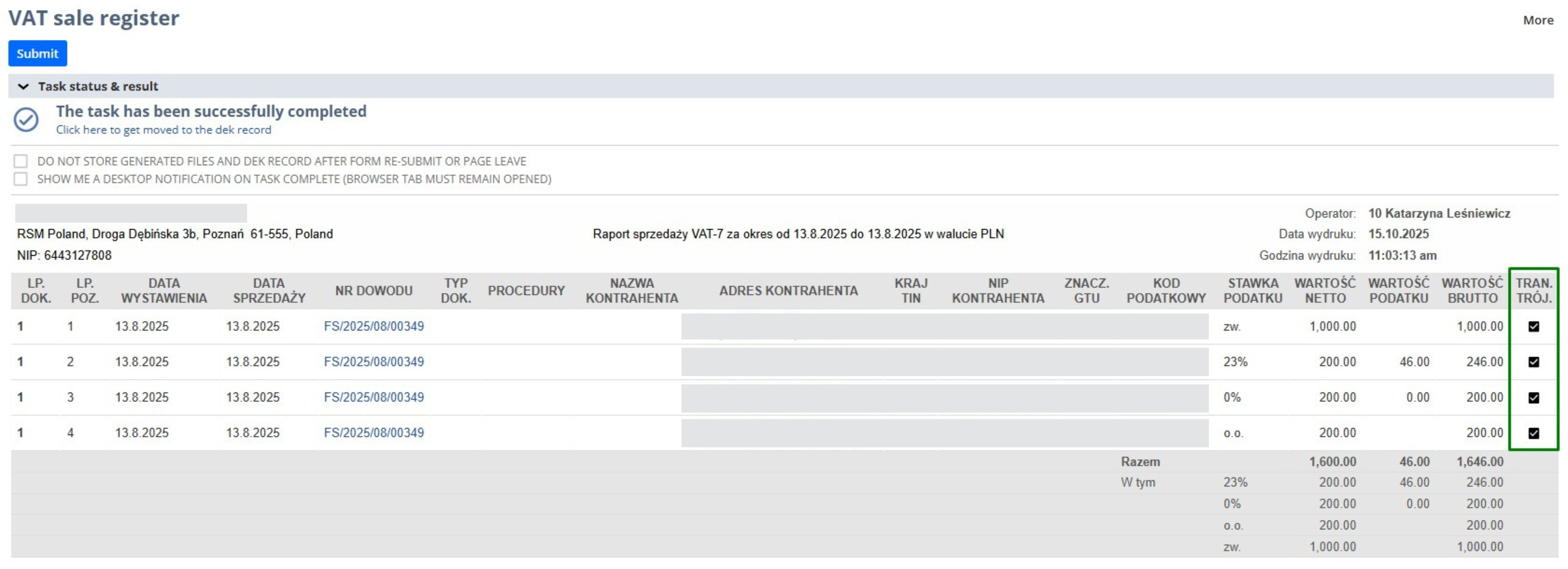 Screen z programu ERP Oracle NetSuite