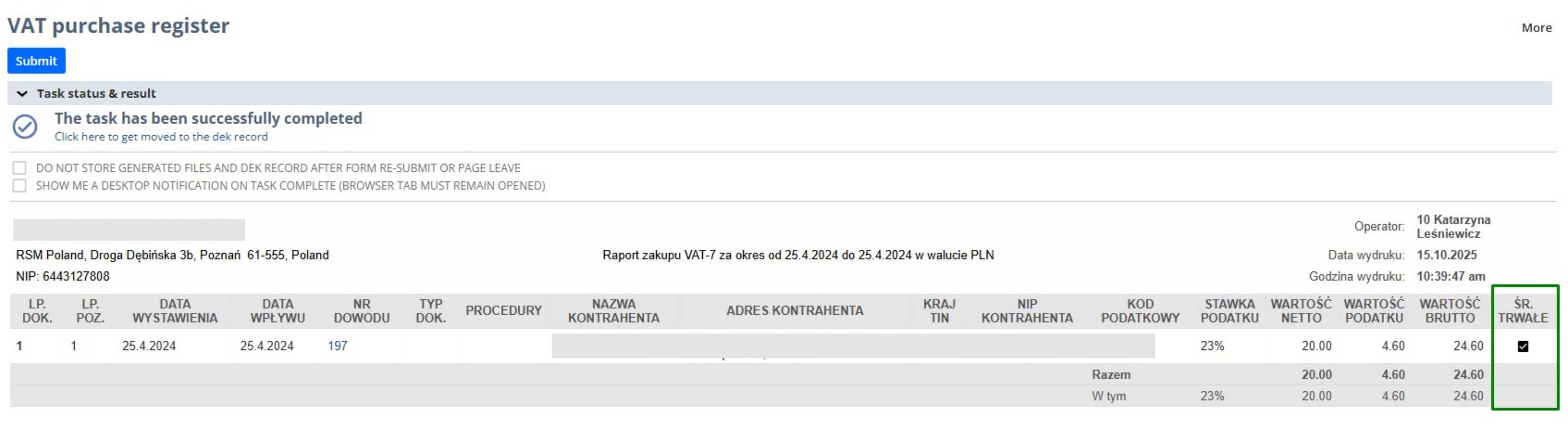 Screen z programu ERP Oracle NetSuite
