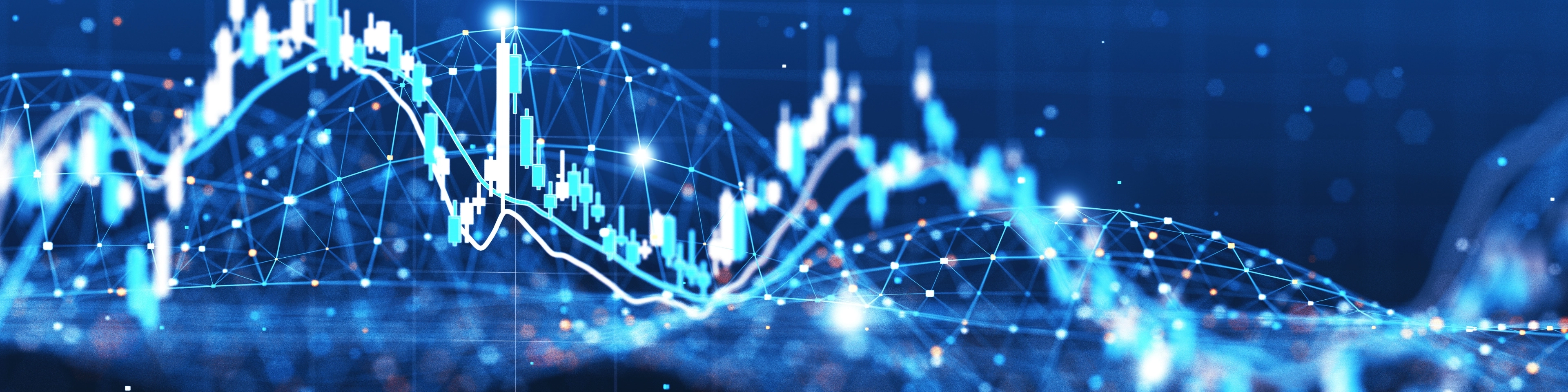 Wykres giełdowy na ciemnogranatowym tle