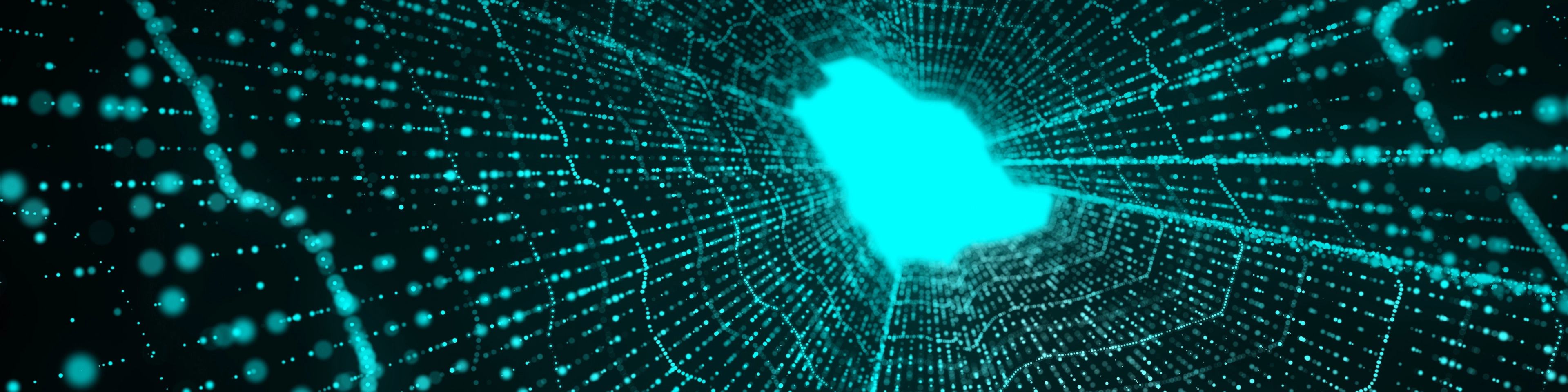 Zielona świecąca dziura w ciemnej cyberprzestrzeni
