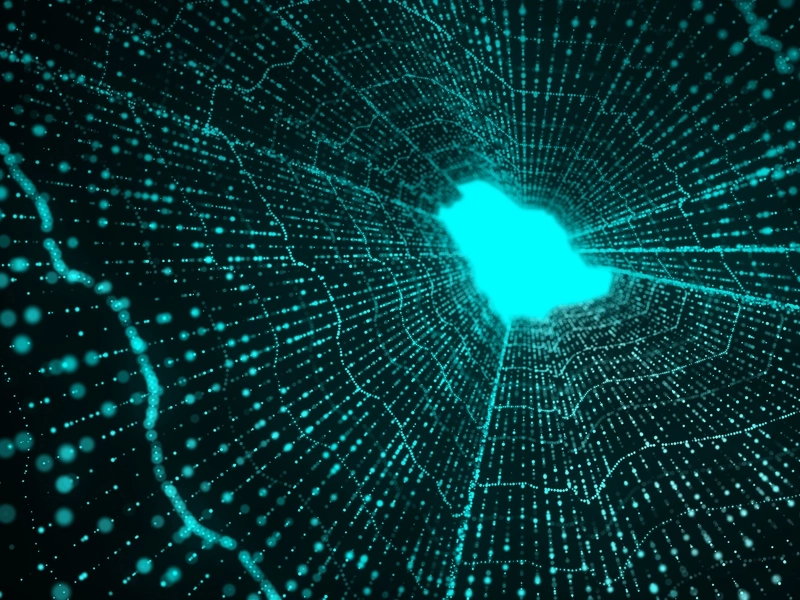 Zielona świecąca dziura w ciemnej cyberprzestrzeni