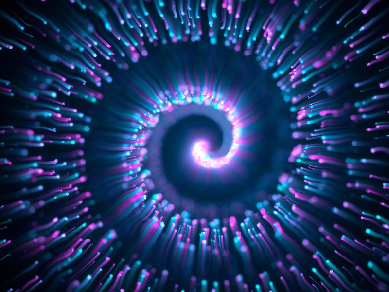 Abstrakcyjny obraz promieniujących punktów świetlnych tworzących spiralny wzór
