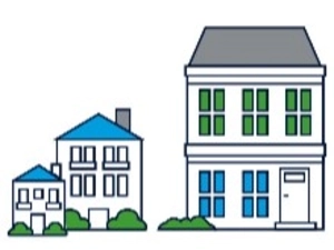 Ikonki przedstawiające trzy domy