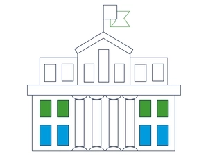 Ikona przedstawiająca schematycznie front budynku z kolumnadą